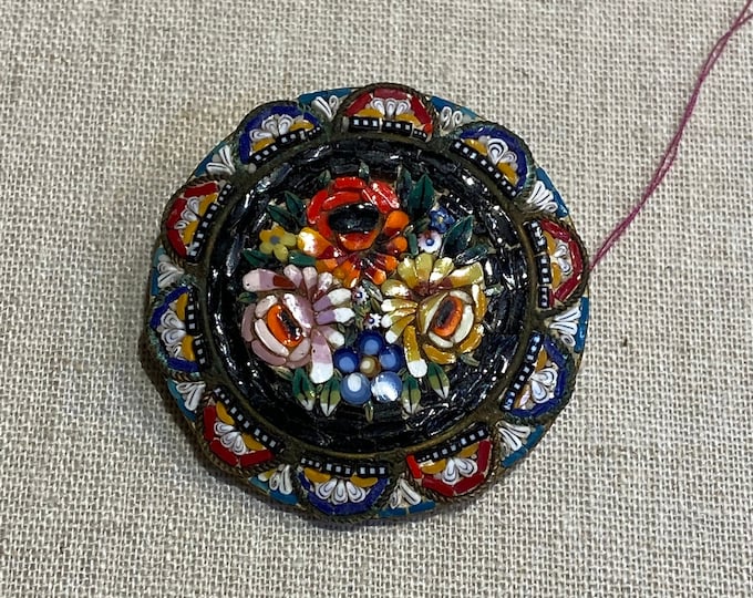 Italian Art Glass Micro Mosaic Brooch