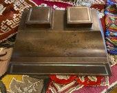 Heintz Arts And Crafts Bronze Inkstand with Sterling Trim