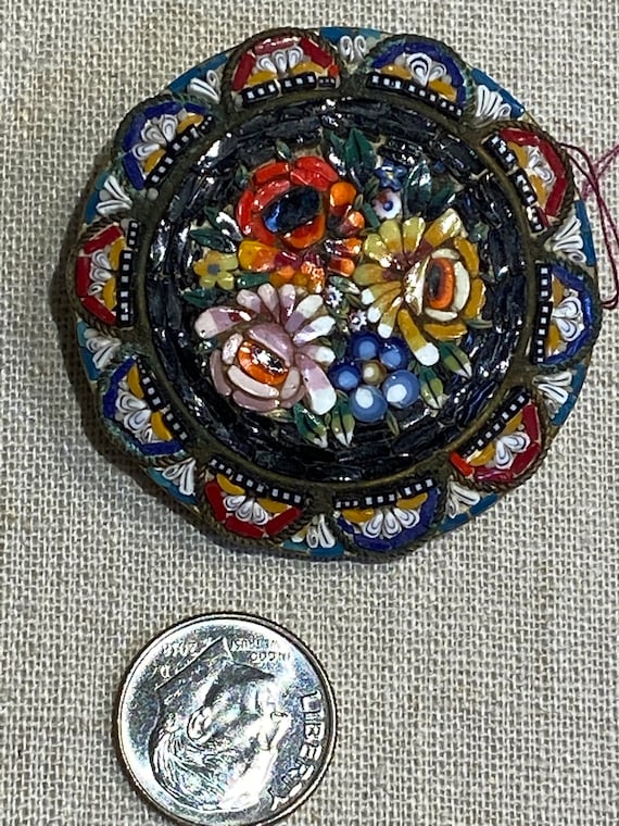 Italian Art Glass Micro Mosaic Brooch - image 10