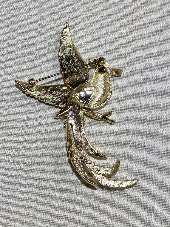 Vintage Rhinestone Bird on a Branch Brooch - image 4
