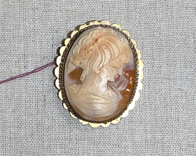 Hand Carved Shell Cameo Pendant As Found Brooch