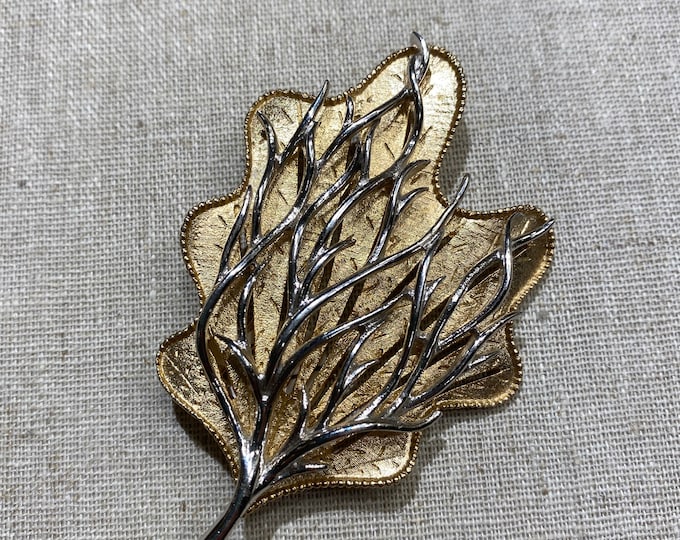 Vintage Signed Coro Leaf Brooch