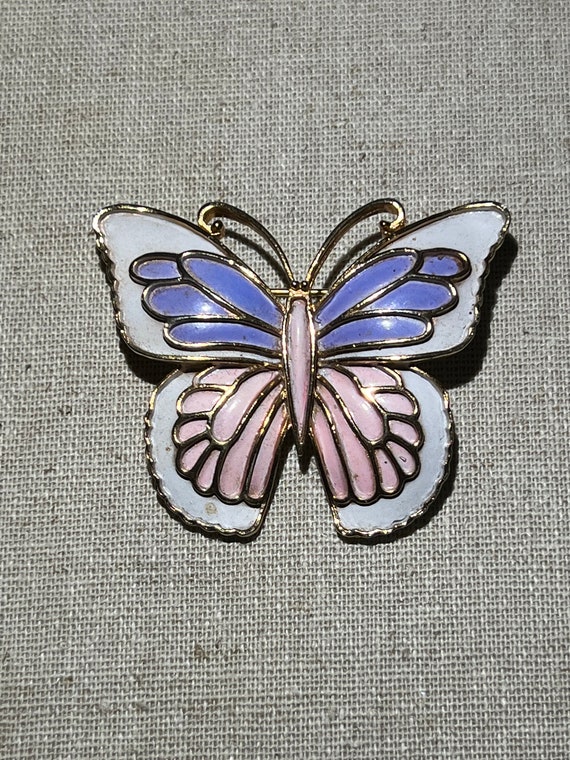 Signed JJ Butterfly Brooch in Pastel Colors