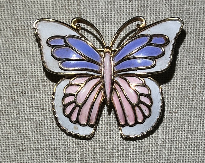 Signed JJ Butterfly Brooch in Pastel Colors