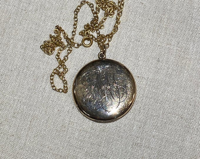 Antique Victorian Monogrammed Gold Filled Locket on Chain