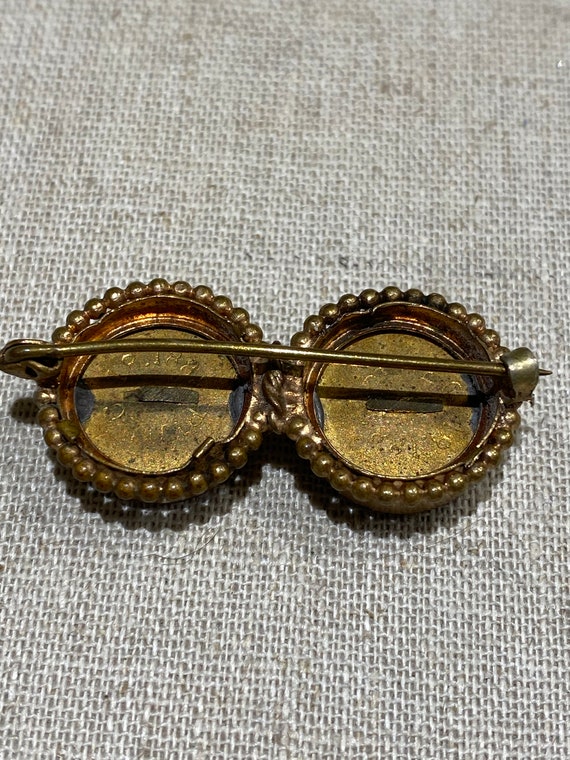 Victorian Gold Filled Italian Goldstone Brooch - image 7