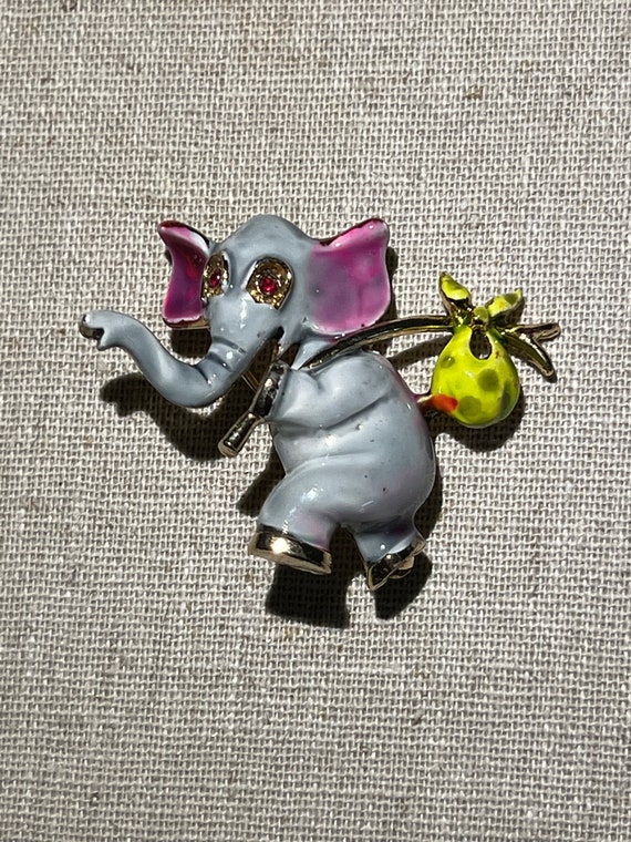 Enamel Figural Elephant Hobo Signed LG