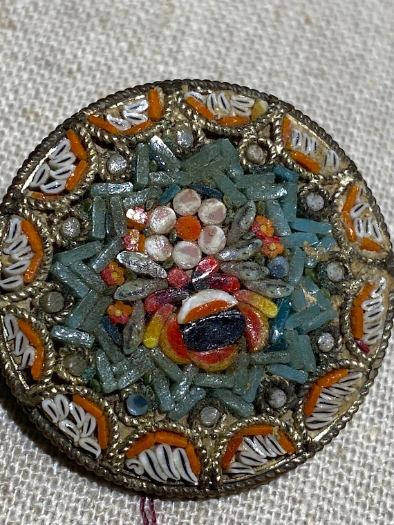 Round Italian Micro Mosaic Brooch - image 4