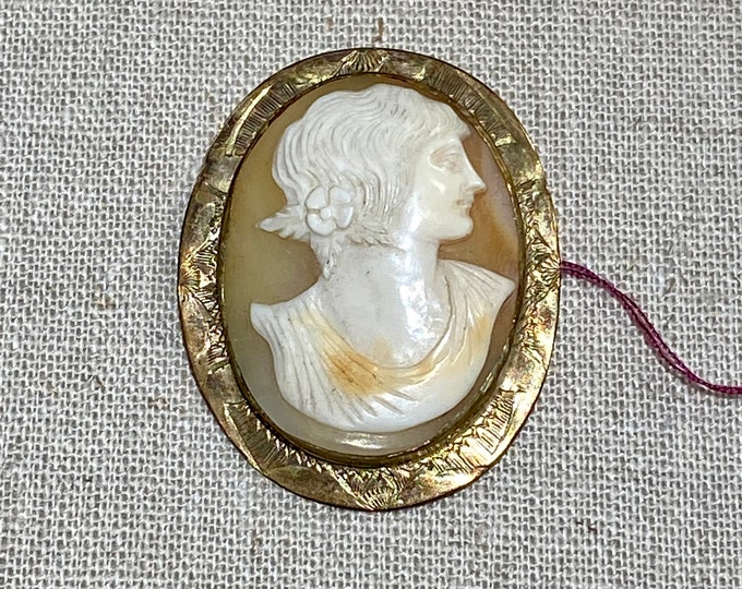 Antique Carved Shell Cameo Brooch