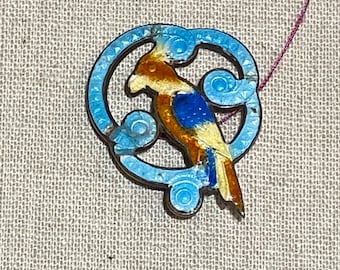 Vintage Figural Parrot Brooch With Damaged Enamel