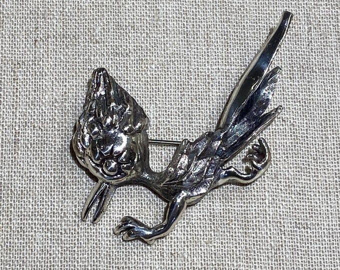 Signed Tortolani Figural Brooch of a Roadrunner