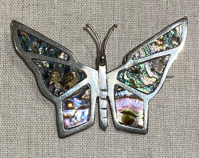 Made in Mexico Abalone Shell Butterfly Brooch