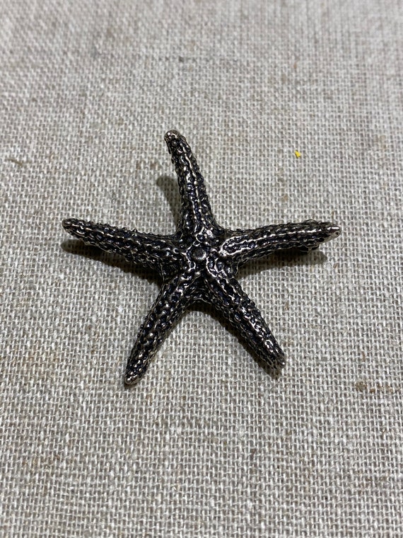 Signed Beau Sterling Silver Starfish Brooch