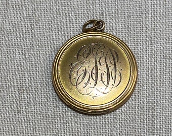 Round Engraved Gold Filled Locket Marked BB Co