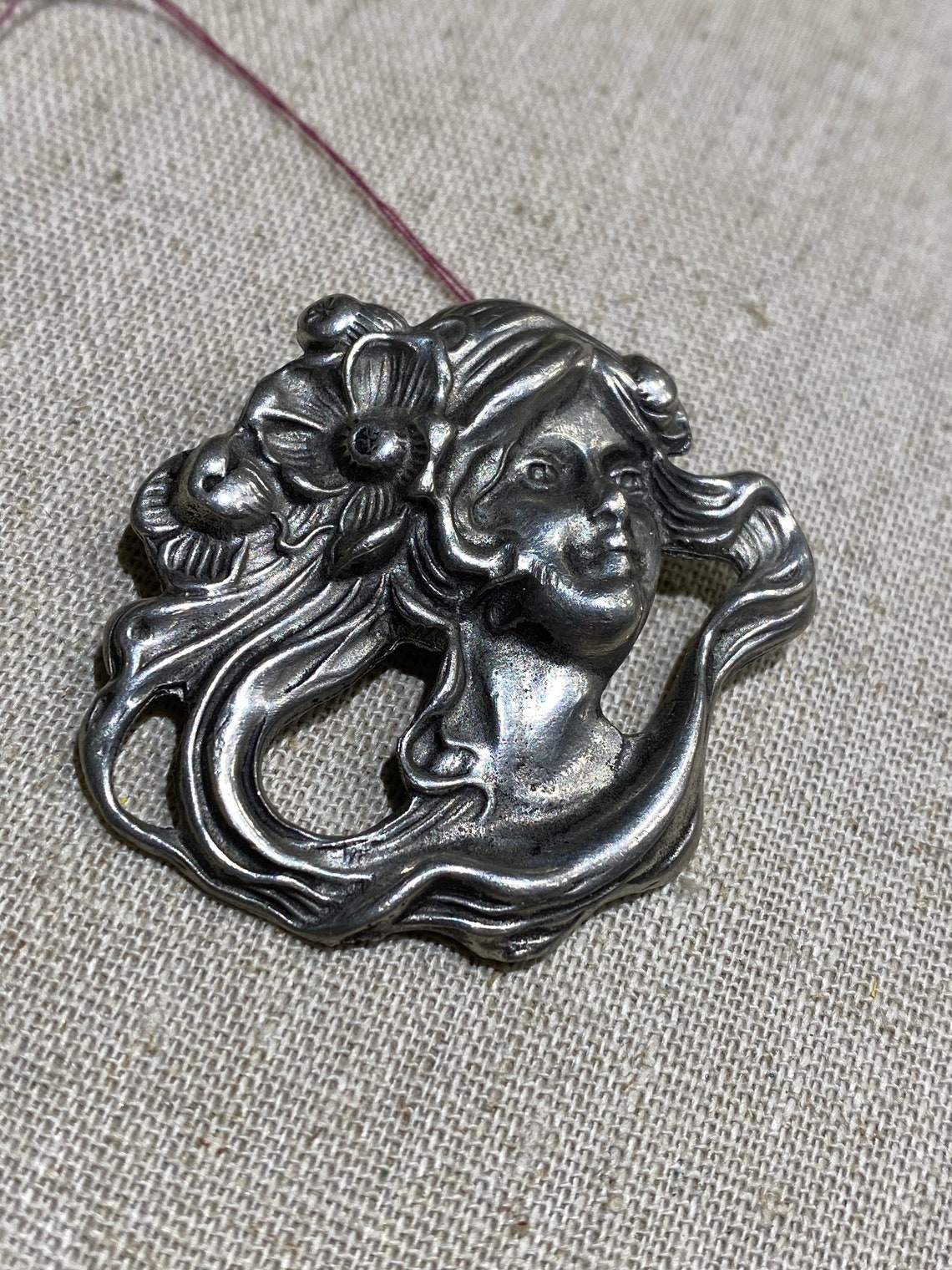 Pewter Art Nouveau Style Pendant Brooch Etsy