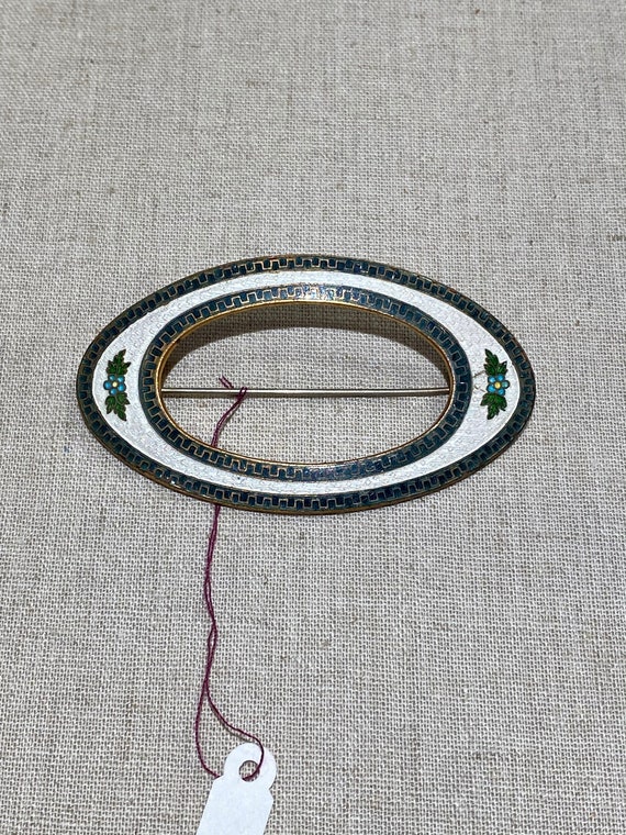 Antique Late Victorian Enamel Sash Brooch Pin