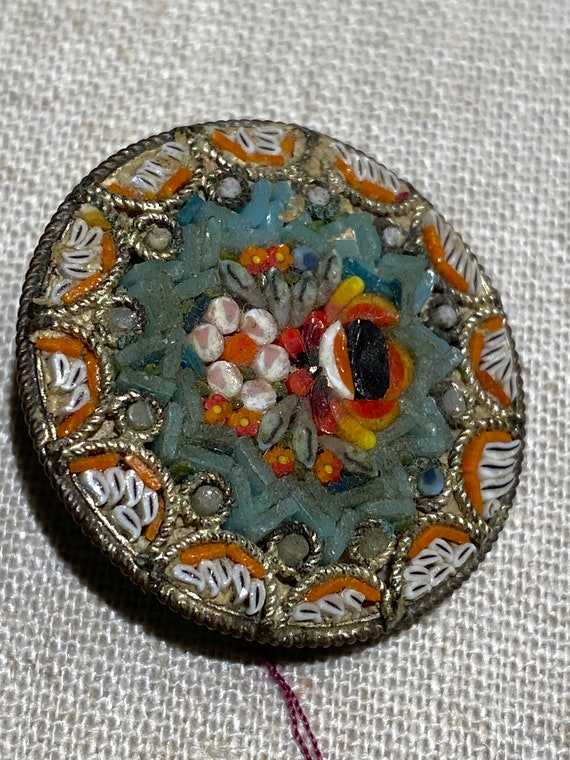 Round Italian Micro Mosaic Brooch - image 3