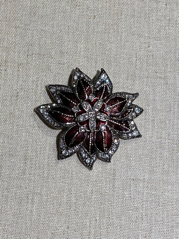 Modern Signed Monet Enamel and Rhinestone Flower … - image 1