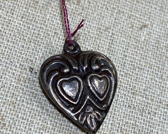 Vintage Sterling Silver Heart Charm Pendant