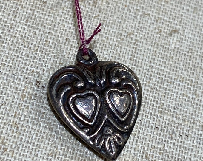 Vintage Sterling Silver Heart Charm Pendant