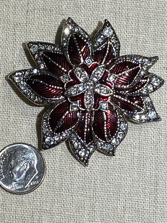 Modern Signed Monet Enamel and Rhinestone Flower … - image 4