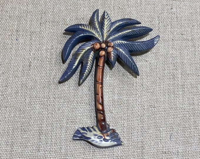 Vintage Celluloid or Plastic Palm Tree Brooch With Coconuts