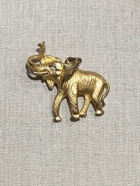 Small Signed Napier Gold Tone Elephant Brooch