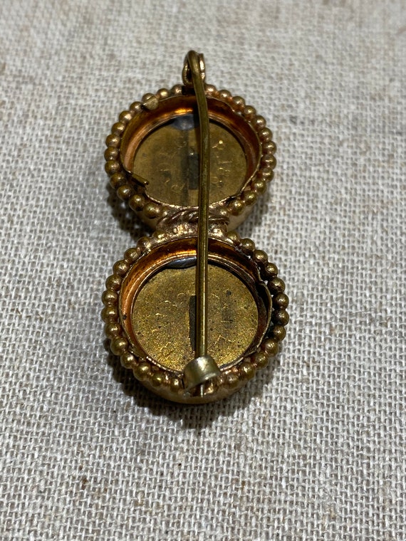 Victorian Gold Filled Italian Goldstone Brooch - image 8