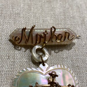 Antique Victorian Mother of Pearl and Wire Brooch image 3