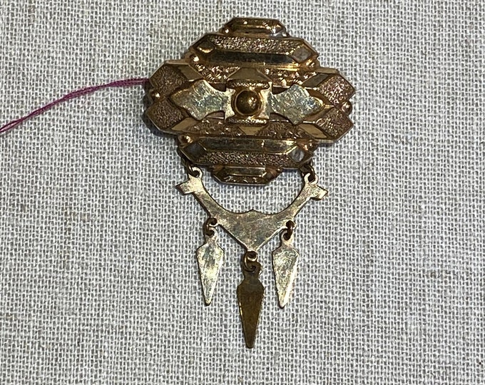 Antique Victorian Gold Filled Brooch With Dangling Parts