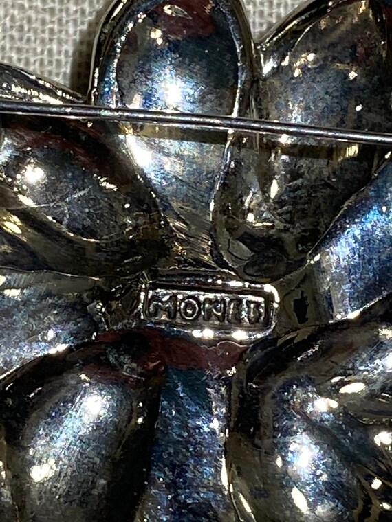 Modern Signed Monet Enamel and Rhinestone Flower … - image 5