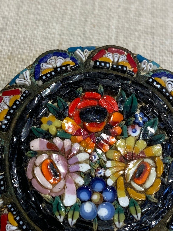 Italian Art Glass Micro Mosaic Brooch - image 4