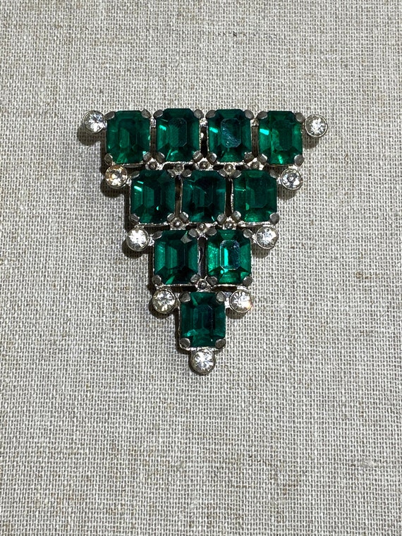 1930s Art Deco Rhinestone Dress Clip Brooch
