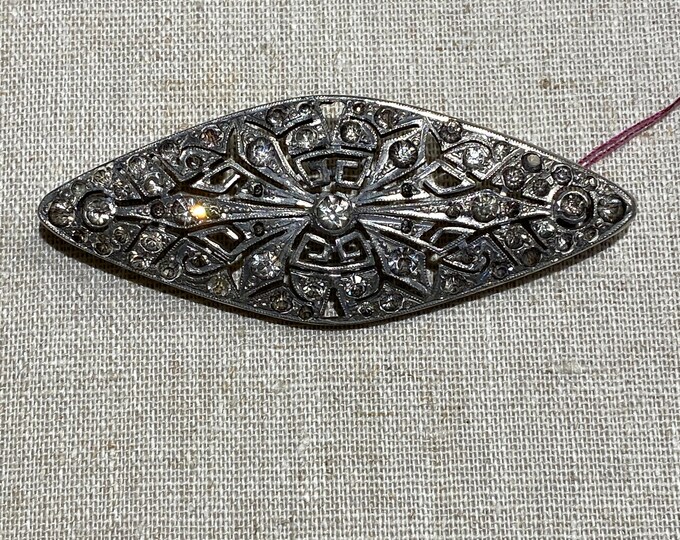 1930s Art Deco  Silver Tone Rhinestone Brooch