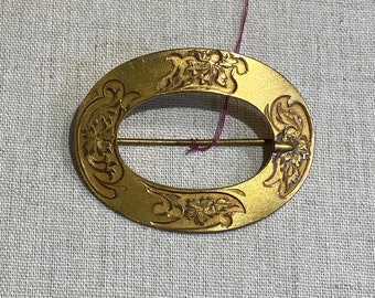 Antique Die Stamped Sash Buckle Style Brooch