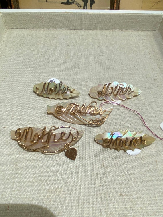 Lot of 5 Mother of Pearl Gold Filled Wire Mother B