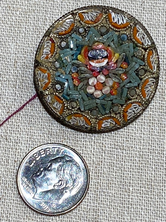 Round Italian Micro Mosaic Brooch - image 9