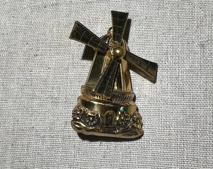 Whimsical Windmill Brooch With Moving Blades Signed Coro