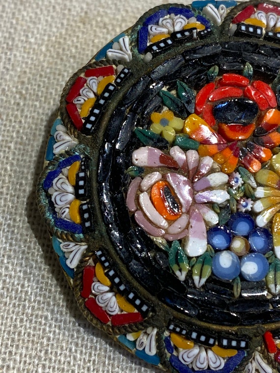 Italian Art Glass Micro Mosaic Brooch - image 5