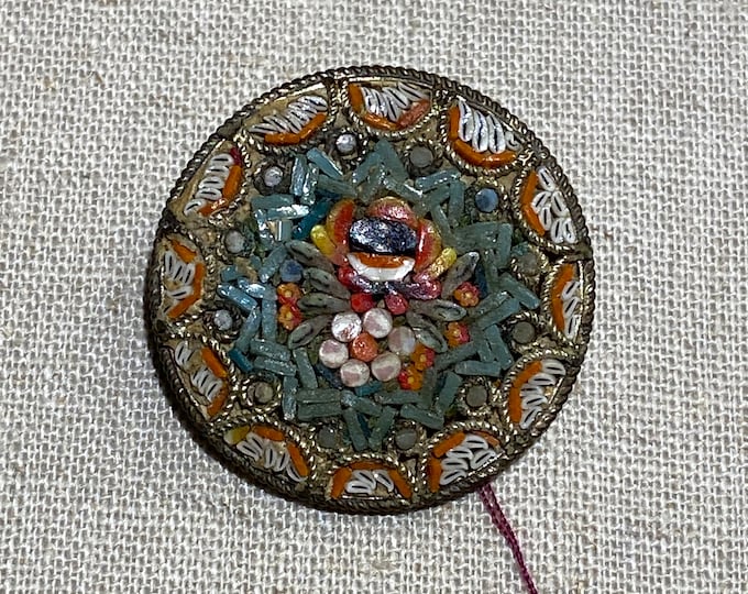 Round Italian Micro Mosaic Brooch