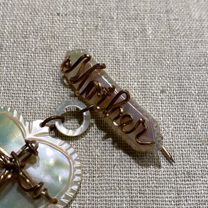 Antique Victorian Mother of Pearl and Wire Brooch image 5