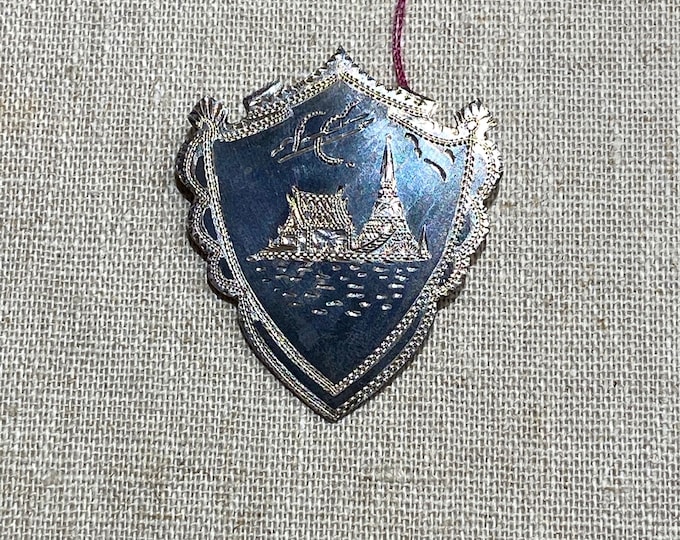 Sterling Silver Made in Siam Architectural Badge Brooch