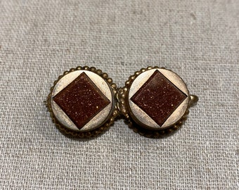 Victorian Gold Filled Italian Goldstone Brooch