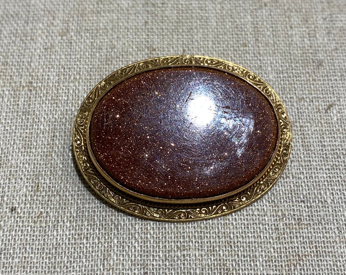 Vintage Italian Murano Goldstone Brooch