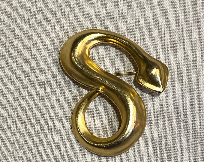 Vintage Figural Gold Tone Snake Brooch