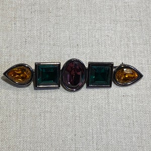 Signed Designer YSL Yves Saint Laurent Rhinestone Bar Brooch