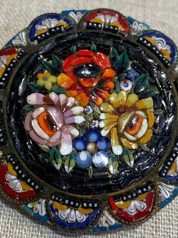 Italian Art Glass Micro Mosaic Brooch - image 6