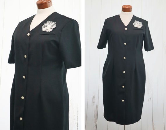 40s Style Secretary Dress Size XXL 1X Black Vinta… - image 1