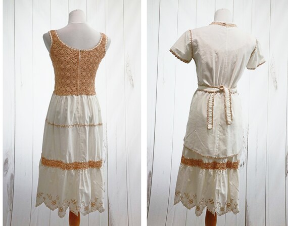 70s Boho Crochet Dress Small Medium Vintage 1970s… - image 4