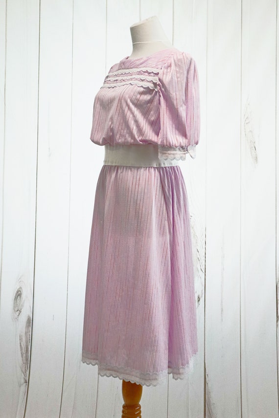 Vintage Kawaii Dress Small 80s Pastel Purple Whit… - image 5